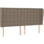 vidaXL Hoofdbord met randen 203x23x118/128 cm stof taupe