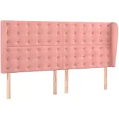 vidaXL Hoofdbord met randen 163x23x118/128 cm fluweel roze