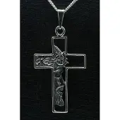 MOOYE ® - Collectie Zilveren Kruis met Jezus gezicht middel gezwart ketting hanger