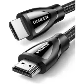 UGREEN Gevlochten kabel met HDMI 2.1 8K/4K-aansluitingen, 3 meter, zwart.