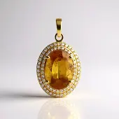 Cavill - Zilveren Hanger met Gouden Plating - Braziliaanse Ovale Scapoliet 5,301 ct - 70 Pavé Zirkonia's 0,565 ct - Luxe Sterling Zilver Sieraad