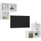 vidaXL 4-delige Tv-meubelset bewerkt hout wit
