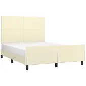 vidaXL Bedframe met hoofdbord kunstleer crèmekleurig 140x200 cm