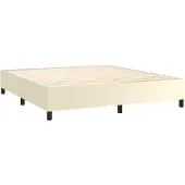 vidaXL Boxspring met matras kunstleer crèmekleurig 180x200 cm