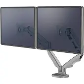 Fellowes Dual Monitorarm Eppa, tot 39" totale breedte, VESA, pan/tilt/hoogteverstelbaar, zilverkleurig