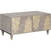 vidaXL Salontafel Grijs 80 x 50 x 40 cm Massief Mango Hout