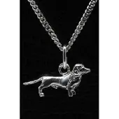 MOOYE ® - Collectie Zilveren Teckel korthaar ketting hanger - klein