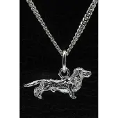 MOOYE ® - Collectie Zilveren Teckel ruwhaar ketting hanger - klein