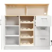 MODFU -Dressoir-Wijnrek-Glazenhouder-LED-Verlichting-Wit-Naturel
