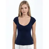 Busem V-hals Korte Mouw Drapé Blouse