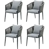 Axi Faye Set van 4 Tuinstoelen in Antraciet | Tuinstoel van Aluminium/Polyester & inclusief Zitkussens van Olefine | Stoel Weerbestendig voor Tuin / Buiten - Draagvermogen tot 120 kg