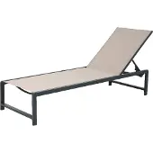 Axi Zane Ligbed in Grijs / Bruin | Lounger met metalen frame verstelbaar in 5 standen | Zonnebed voor buiten / tuin