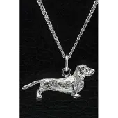 MOOYE ® - Collectie Zilveren Teckel ruwhaar ketting hanger - groot