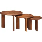 vidaXL Nesting Koffietafels 3 st Honing bruin Ø 54 x 40 cm