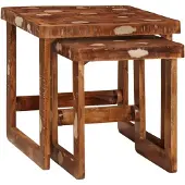 vidaXL Nesttafels 2 st Bruin 46 x 46 x 45 cm Massief Gerecycleerd Hout