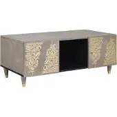 vidaXL Salontafel Grijs 100 x 54 x 40 cm Massief Mango Hout