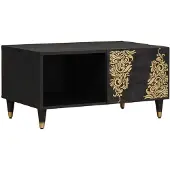 vidaXL Salontafel Zwart 80 x 50 x 40 cm Massief Mango Hout