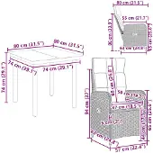 vidaXL Tuin Eettafel Set 5 st Zwart PE rotan en poedergecoat staal
