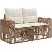 vidaXL Tuinbank Set 6 st Beige en Crème Wit poly rattan
