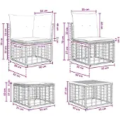 vidaXL Buiten bank set 6 st Zwart en Donker Grijs Polyester
