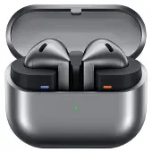 Samsung Galaxy Buds3, draadloze Bluetooth-oordopjes, actieve ruisonderdrukking (ANC), adaptieve geluidsreductie, in-ear oordopjes met 360 Audio, zilver, inclusief Anymode Clear hoesje