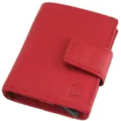 Oi rode leren complete portemonnee met figuretta Cardprotector / compacte leren beurs met metalen pasjeshouder afsluitbaar / anti skim kastje in portemonnee / rood leer /106R