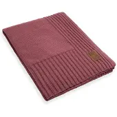 Knit Factory Uni Gebreid Plaid - Woondeken - plaid - Wollen deken - Kleed - Stone Red - 160x130 cm