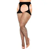 Glamory Mesh Ouvert - Open panty - visnet - maat 2XL - zwart