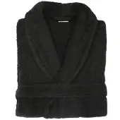 Twentse Damast Badjas Alexis Zwart - Badstof Katoen - Badjassen unisex - S/M
