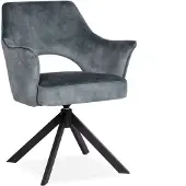 Bommel Wonen Armstoel Carissa (draaibaar) - Adore Niagara - Eetkamerstoel met armleuning - Velvet - Velvet - Blauw - Modern - Eettafelstoel - Keukenstoel - Eetstoel - Stoel eetkamer