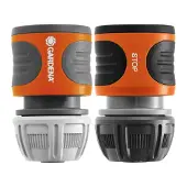 Gardena Slangstuk+waterstop 1/2" - 5/8" Grijs grijs Kunststof