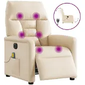 vidaXL Massagestoel elektrisch verstelbaar microvezelstof beige