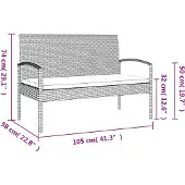 vidaXL Tuinbank met kussen 105 cm poly rattan zwart