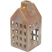 Countryfield Theelicht huis M geel/oranje 7,8x16cm geel Aardewerk