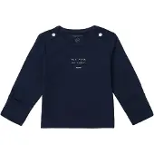 Noppies baby longsleeve Neisse met logo donkerblauw Jongens Katoen Ronde hals - maat 56