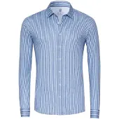 Desoto Slim Fit Jersey overhemd blauw, Gestreept