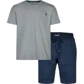 Phil&Co. Essential shortama heren korte pyjama set grijs/blauw