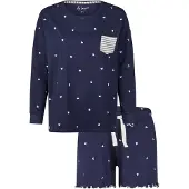 Louise Dames pyjama lounge set donker hartjes
