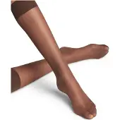Falke Pure Matt eenkleurig materiaal transparant 20 DEN kniekousen dames bruin - maat 39-42