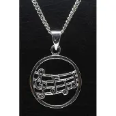 MOOYE ® - Collectie Zilveren Muzieknoten in ring ketting hanger