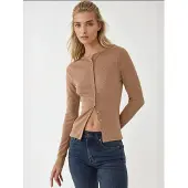 Hiccups for Kids Getextureerde Brei Slim Fit Lange Mouwen Blouse met Knopen