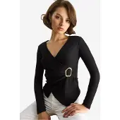 Bianco Dubbelzijdige Blouse met Accessoire Detail