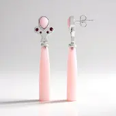 Cavill - Elegante Oorbellen - 925 Sterling Zilver Gerhodineerd - 17,1 ct Roze Chalcedoon Fancy Cut & 1,62 ct Roze Opaal & Robijn - Luxe Dames Sieraden