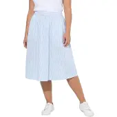 Angel of Style - Dames - Midirok A-lijn strepen elastische tailleband - Ochtend blauw - Maat 44