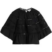 Marc O'Polo relaxed fit blouse van puur katoen met ajourwerk