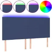 vidaXL Hoofdbord LED 180x5x118/128 cm stof blauw