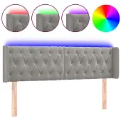 vidaXL Hoofdbord LED 163x16x78/88 cm fluweel lichtgrijs