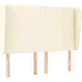 vidaXL Hoofdbord met randen 147x23x118/128 cm kunstleer crèmekleurig