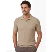 Scotland Blue Beige polo korte mouw 3 knoops