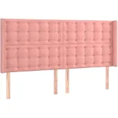 vidaXL Hoofdbord met randen 163x16x118/128 cm fluweel roze